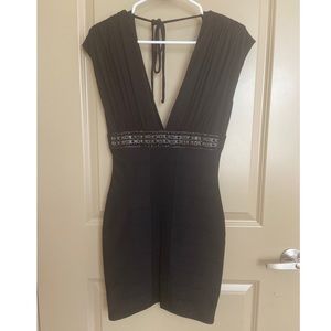 Sky black mini dress size L beaded detail